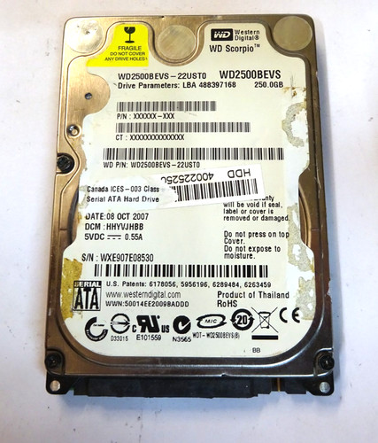 Western digital 250gb wd2500b - digital, *wd2500b